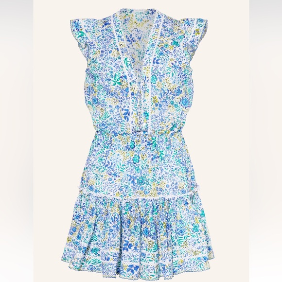 Poupette St Barth’s Floral Blue and Green Sleeveless Dress - Picture 3 of 8